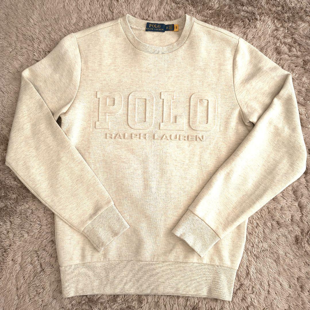 ✨美品 ポロ ラルフローレン エンボスロゴ ベージュ トレーナー XSTP(S)