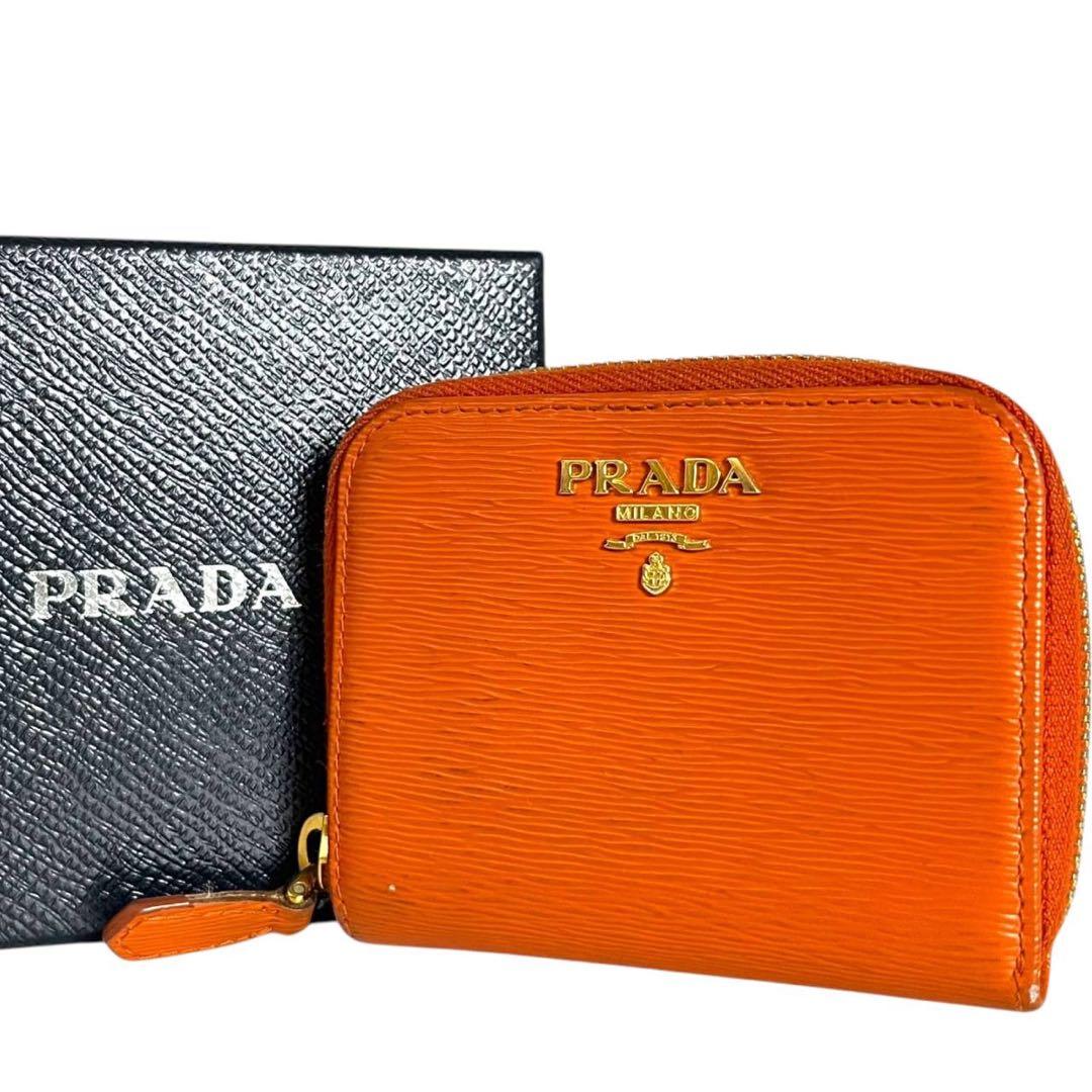 PRADA プラダ　ケース　オレンジ サフィアーノレザー　ミニ財布　46