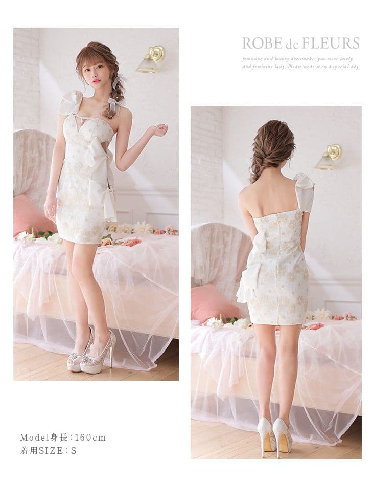 ROBE de FLEURS♡M♡フラワーレース×リボンワンショルダーミニ♡