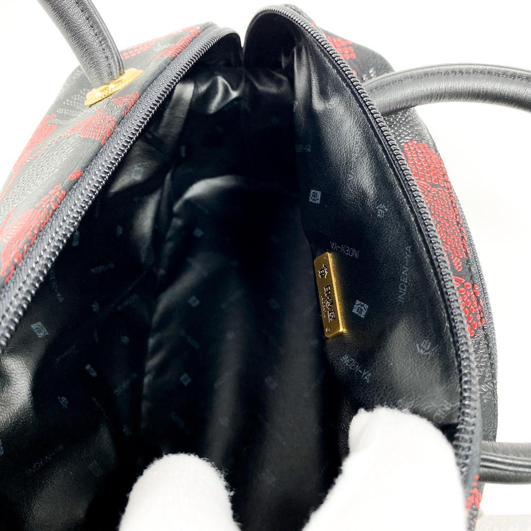 印傳屋 INDEN-YA ベネッセージ 房柄 ハンドバッグ 甲州印伝 鹿革