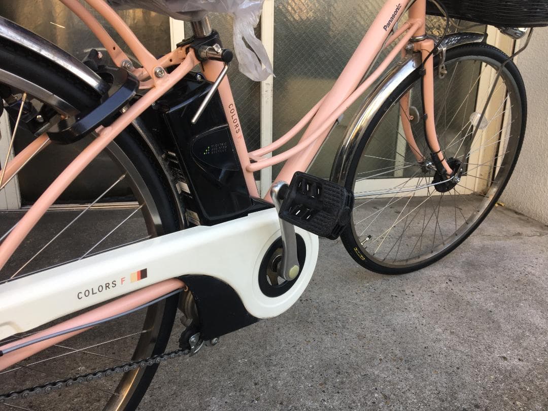 地域限定送料無料　パナソニック　カラーズ　8,9AH　ピンク　神戸市　電動自転車