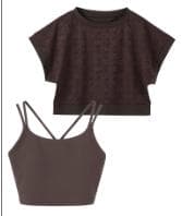 【SUKALA】　ブラトップ付きフラワーレーストップス　ブラウン　M