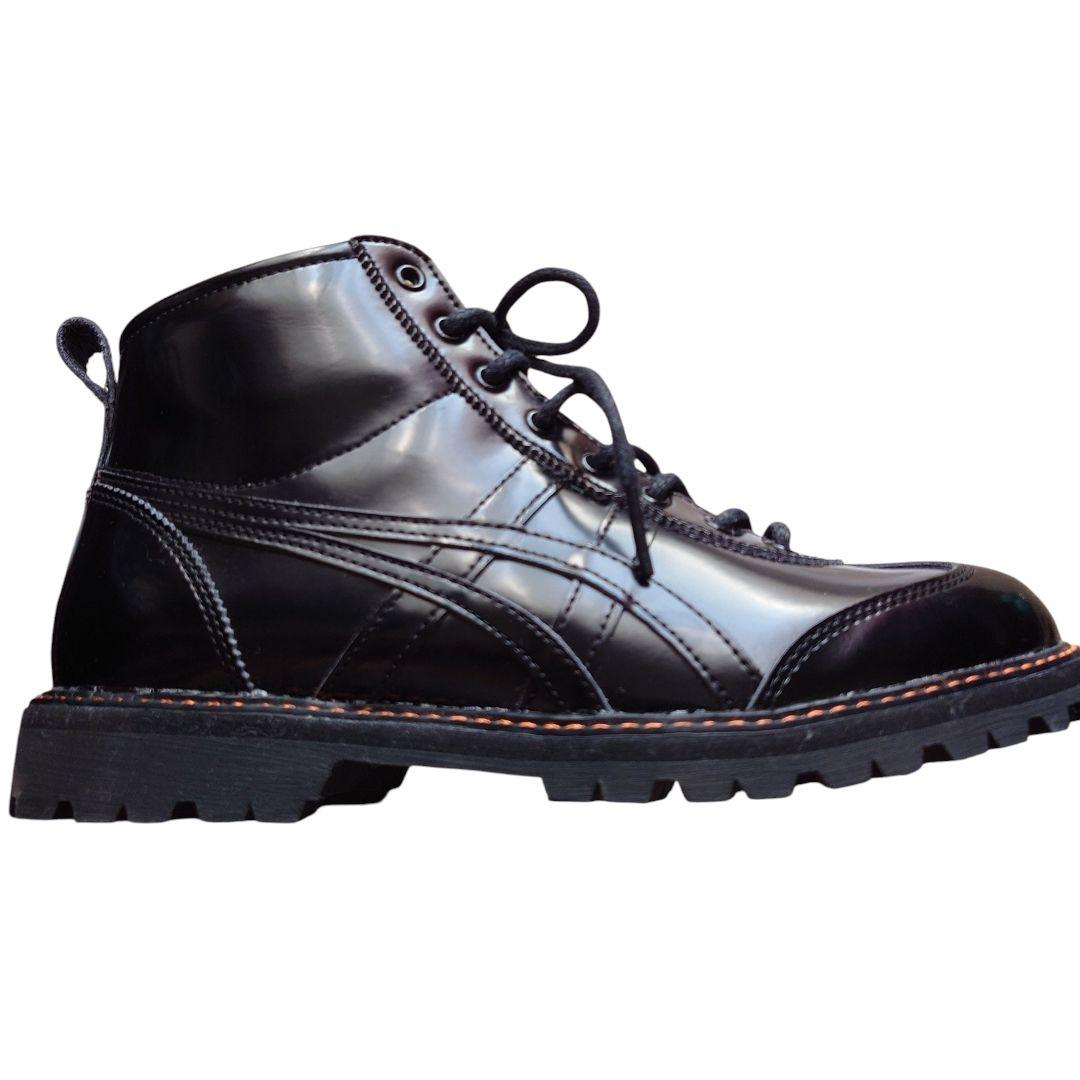 極美品　オニツカタイガー　メキシコリンカン黒レザー ハイカットブーツ23