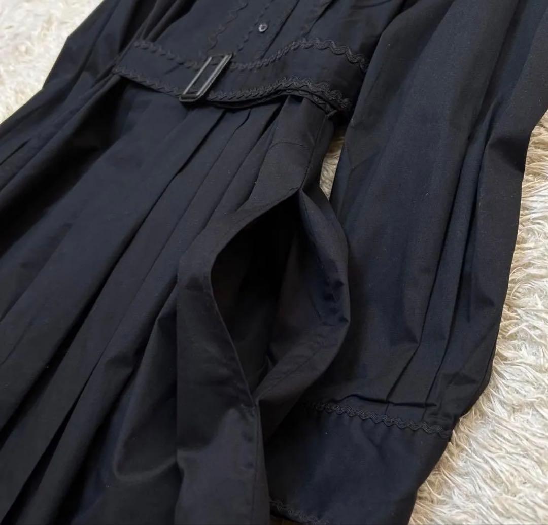 マックスマーラ　ブラック シャツワンピース 長袖 ベルト付き