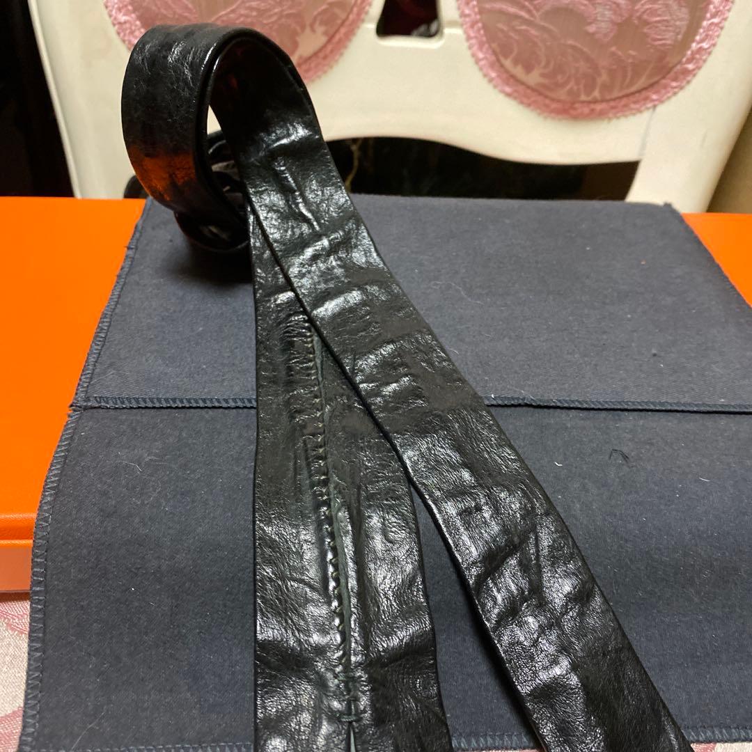 キャロルクリスチャンポエル　黒レザーネクタイ sv925 プラスクロスカスタム