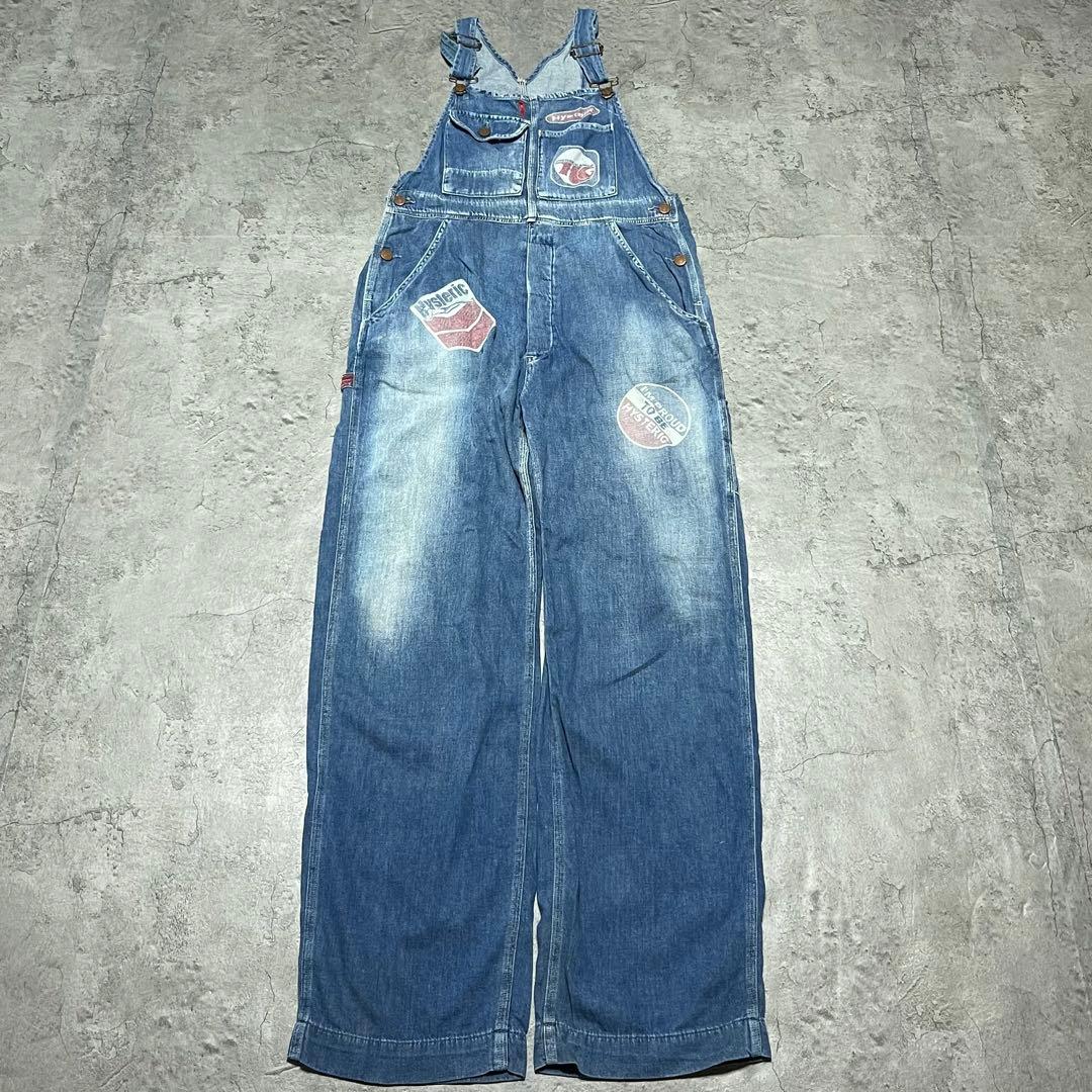 ヒステリックグラマー　プリントロゴ　デニムオーバーオール　フリーサイズ.