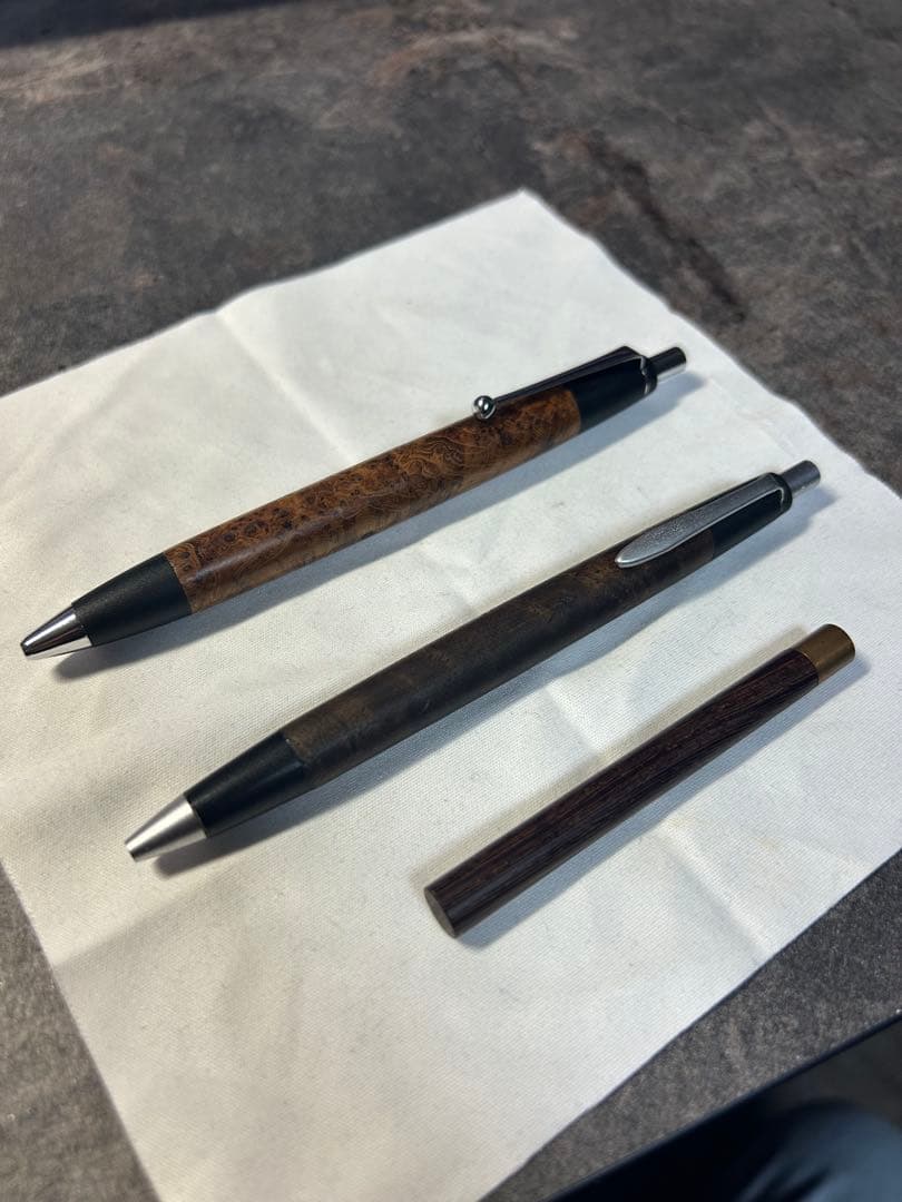 野原工芸　チーク瘤BP、神代胡桃MP 工房楔　ムラサキタガヤ芯ケース +おまけ