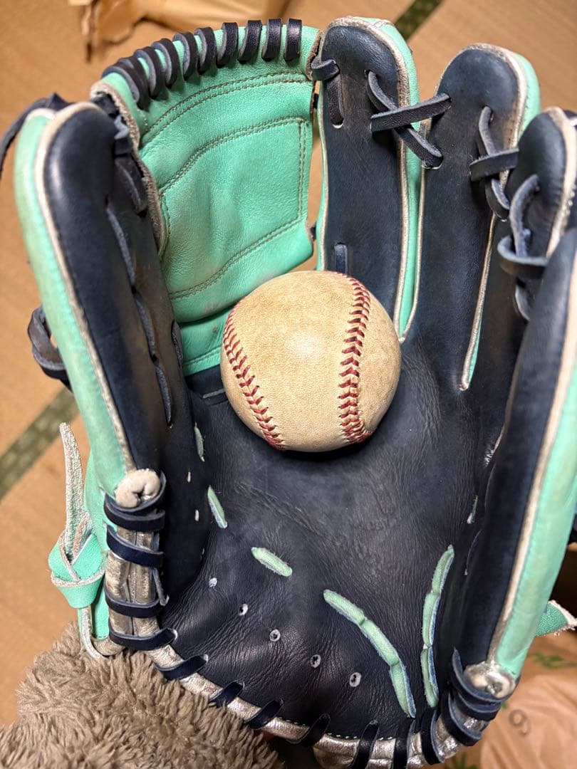 TAMAZAWA 軟式グローブ エメラルドグリーン/黒