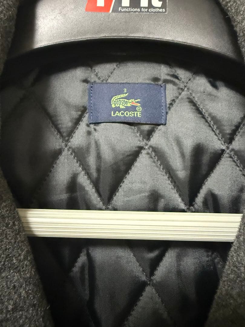 【美品】ラコステ ウールコート 中綿入り 裏地キルティング グレー