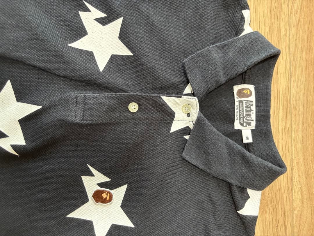 A BATHING APE★大人気星柄の黒ポロシャツ