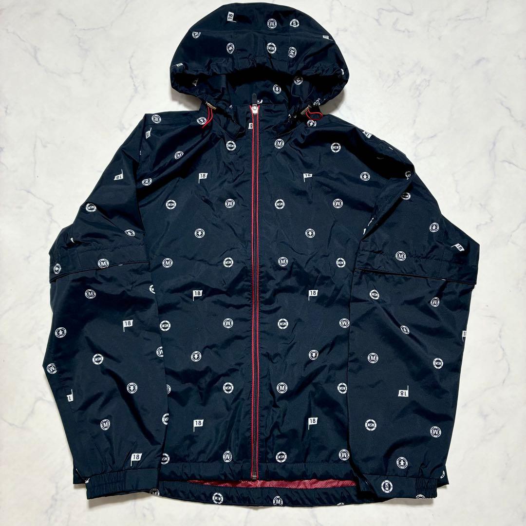 4way✨マンシングウェア レインスーツ ゴルフ セットアップ 総柄 紺色 XL