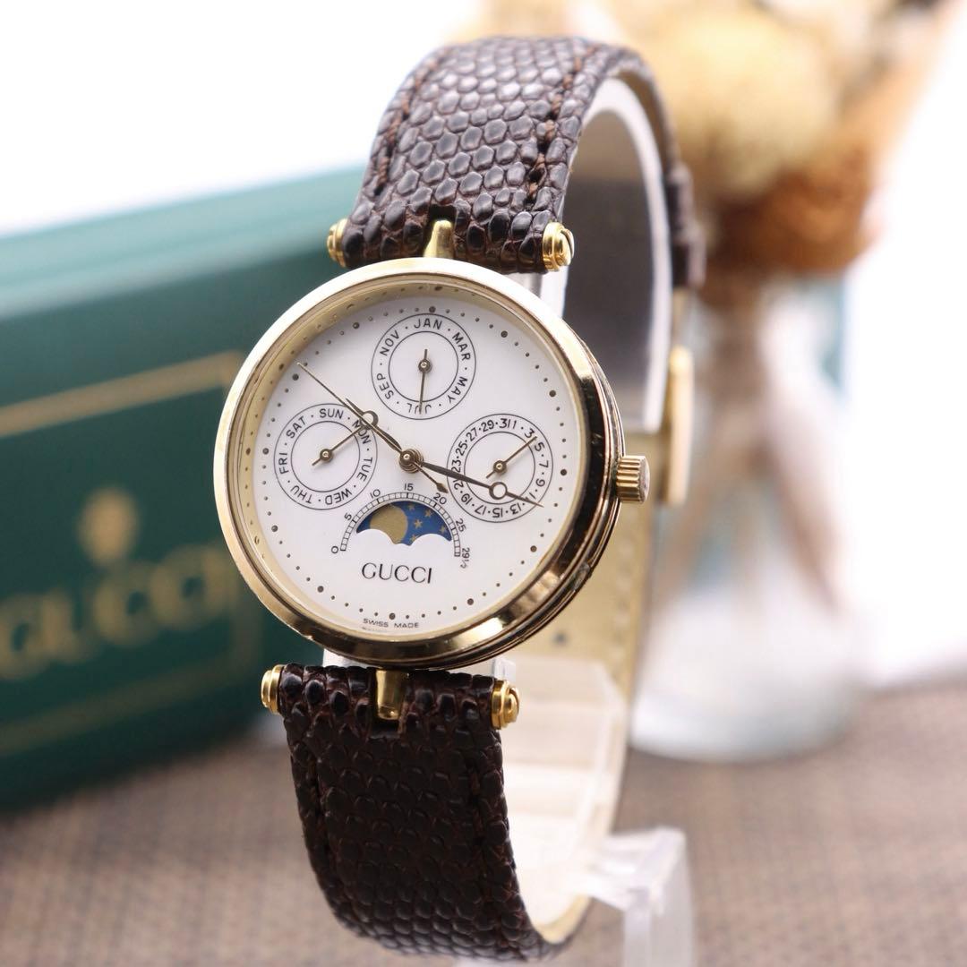 正規品【新品電池】GUCCI ムーンフェイズ/トリプルカレンダー 動作品 希少