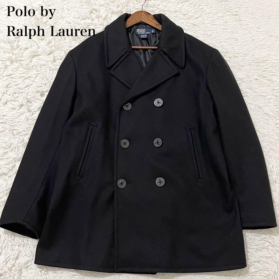✨美品✨ポロバイラルフローレン　ピーコート　ウールコート　ダブル　肉厚　黒　Ｌ