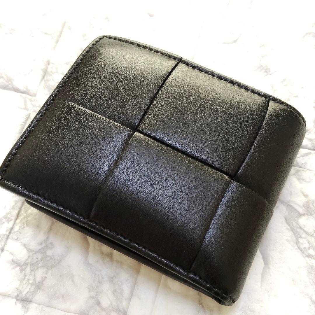 ボッテガヴェネタ カセット 二つ折り 財布 レザー 黒 伊製