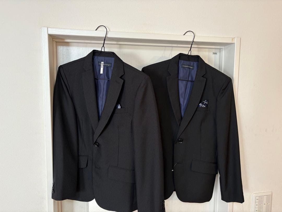 双子　150cm ストライプスーツ・シャツ　2セット