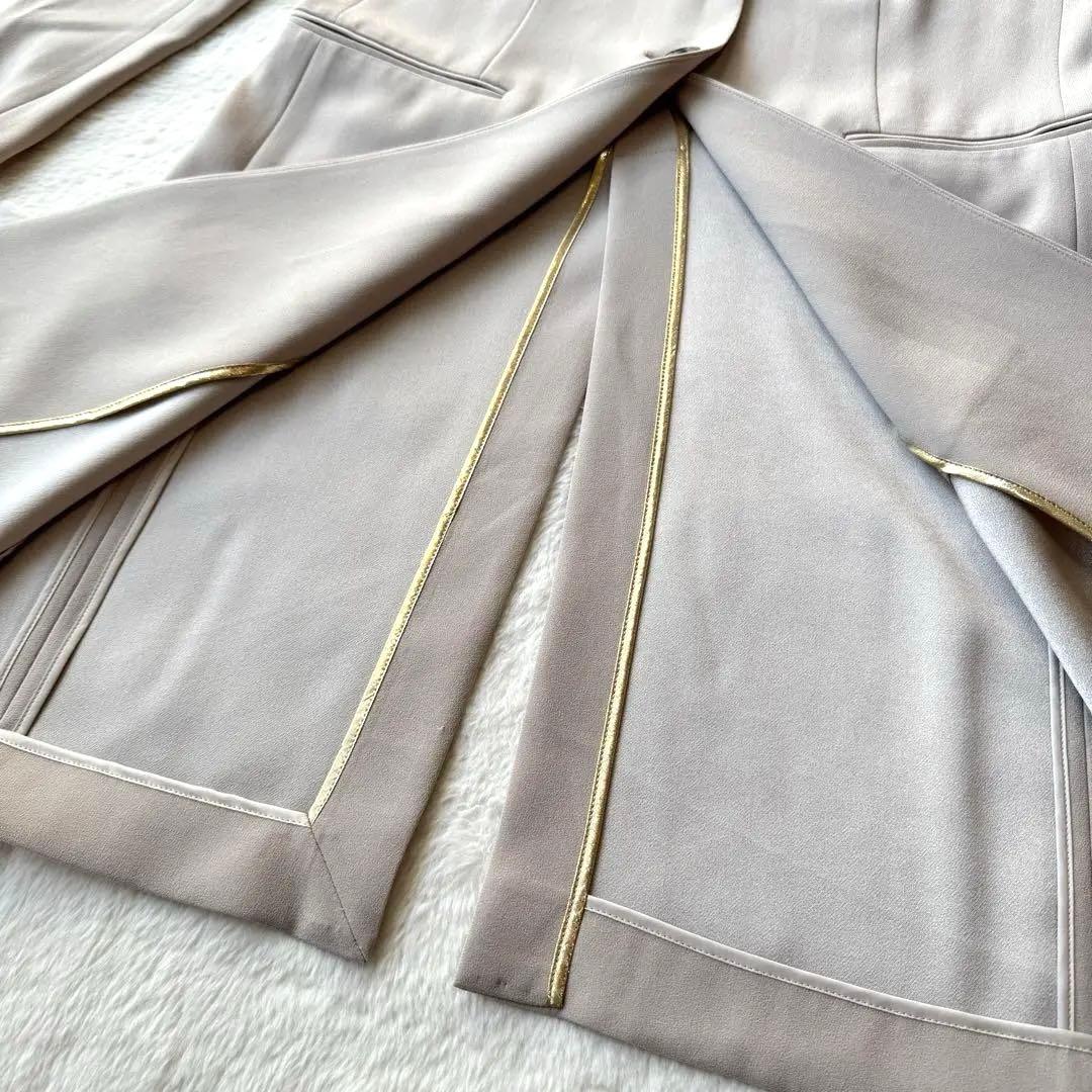 24AW BEIGE, ノーカラー ロングジャケット ベージュ ホワイト