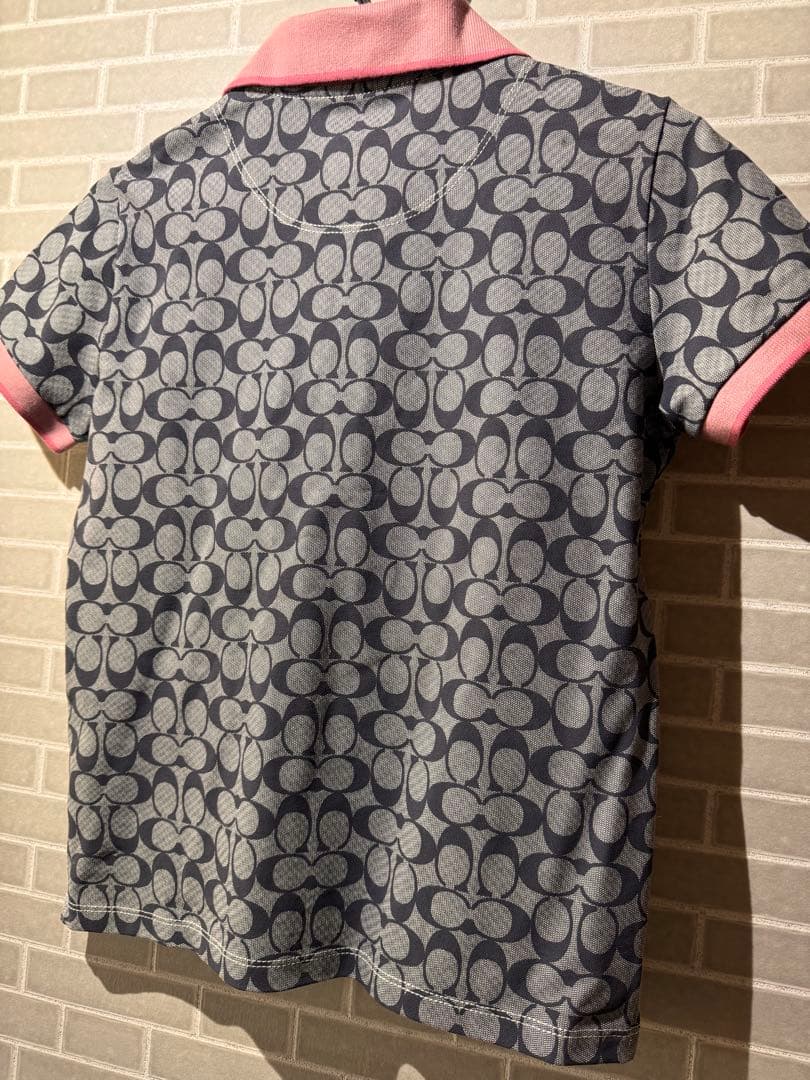 COACH ネイビー ピンク 半袖ポロシャツ 保存袋付き