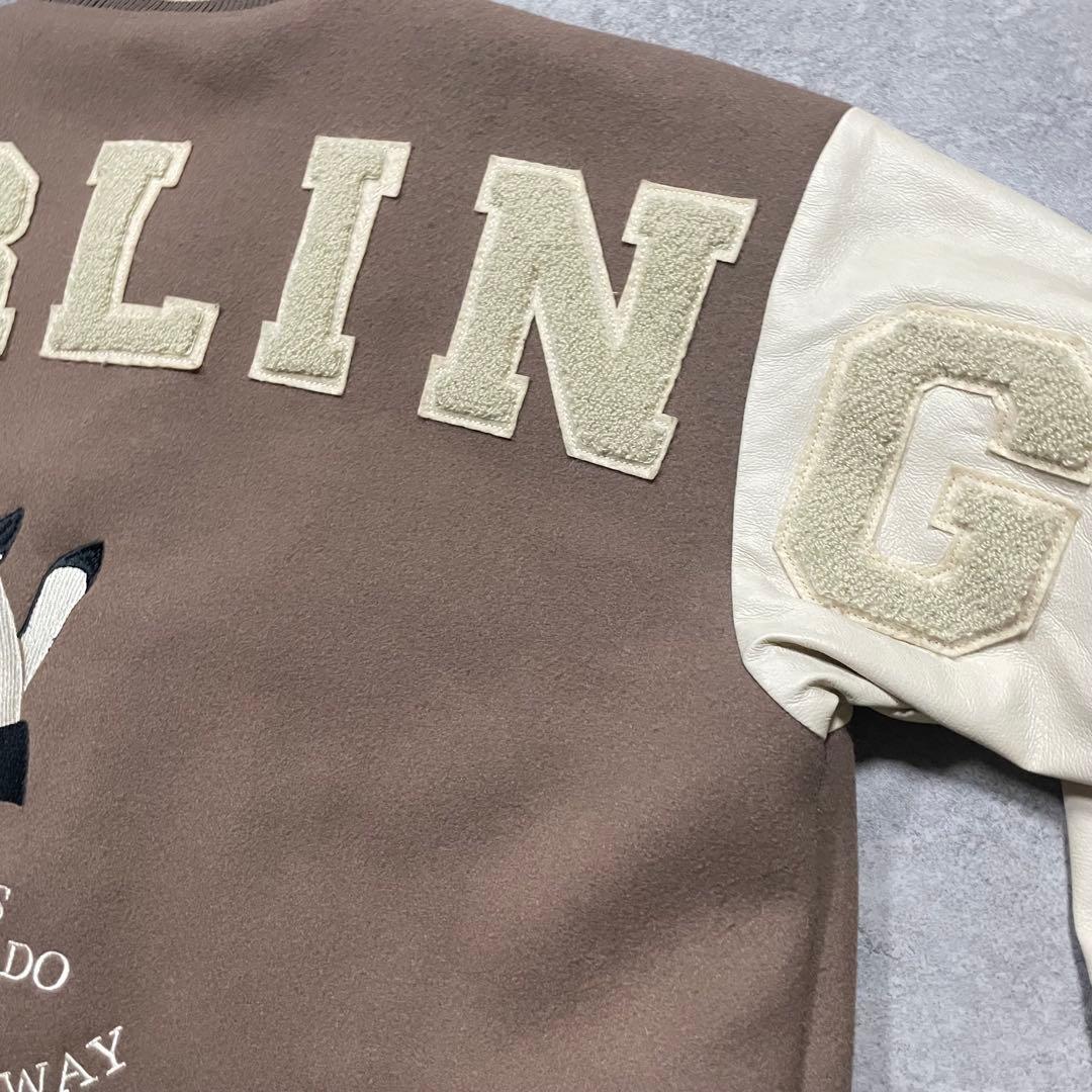 【F】ダーリッチ Darich スタジャン ブラウン×アイボリー 合皮袖 中綿入