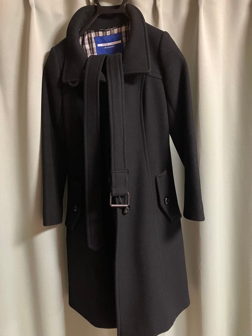 BURBERRY BLUE LABEL ブラック ウールロングコート 36