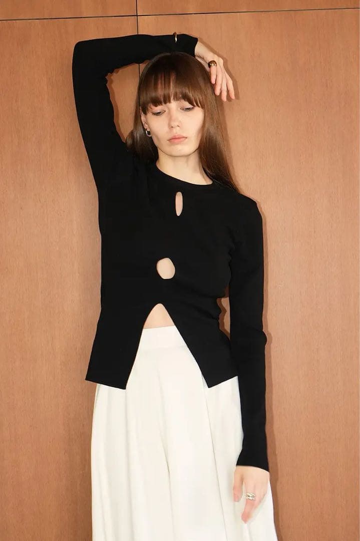 【CLANE】W FACE HOLE KNIT TOPS