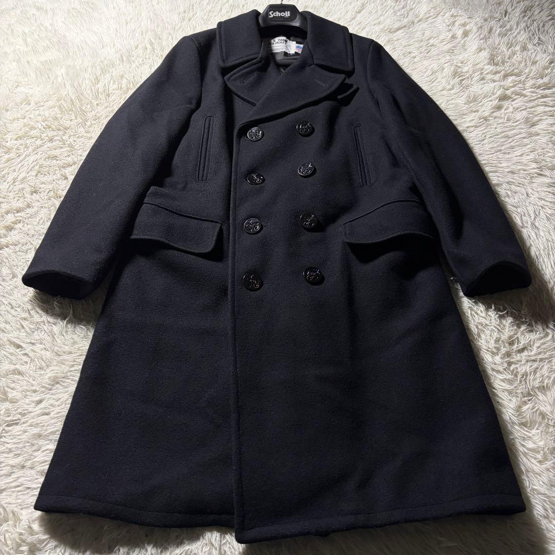 美品■Schott 714US LONG MELTON PEA COAT