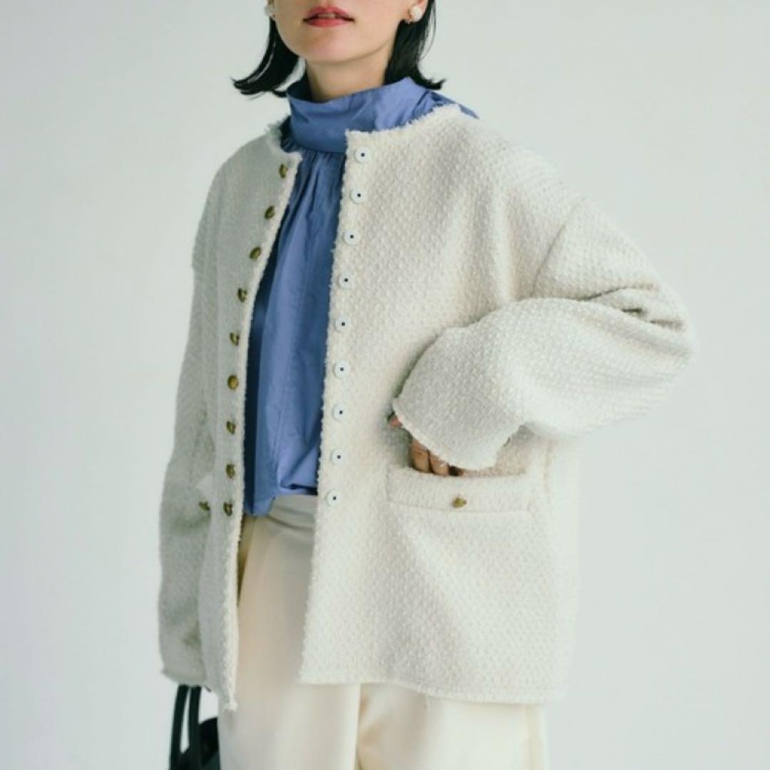 PUAL CE CIN （ピュアルセシン）リング ツイード ノーカラージャケット