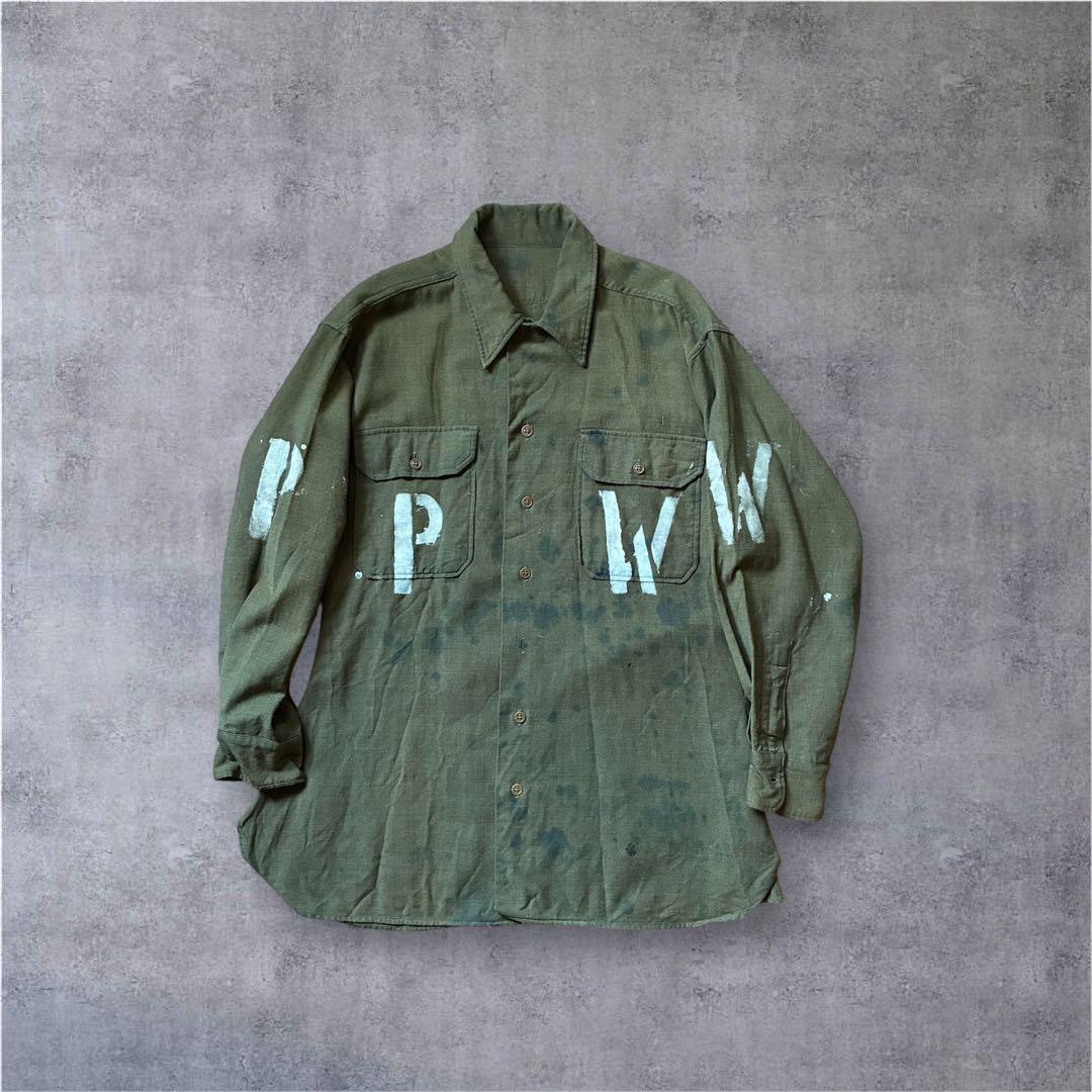 40s〜U.S.AIR FORCE PWステンシル　woolシャツ