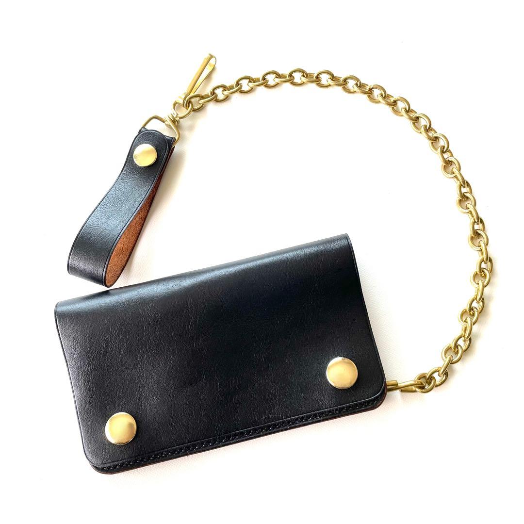 ミドルトラッカーウォレット　ホースハイドレザー　真鍮チェーン　ヴィンテージタロン