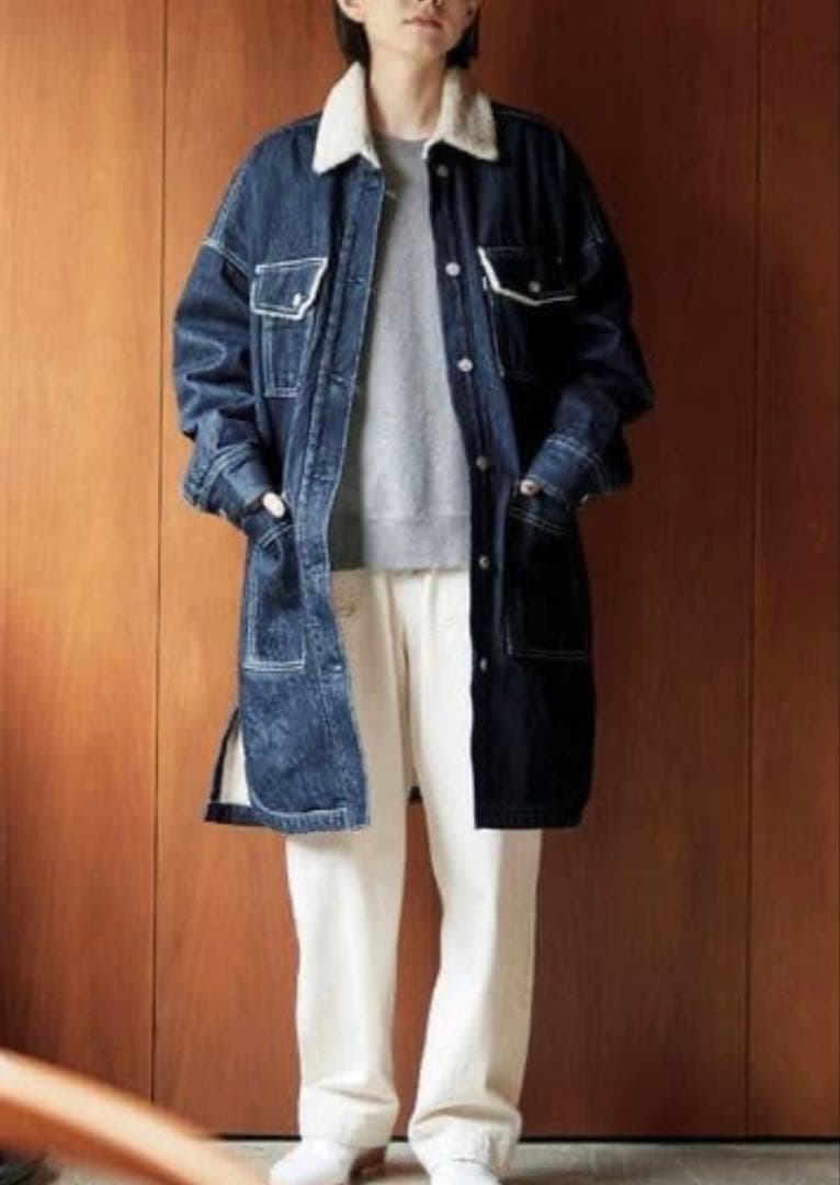 ✨美品✨完売サイズ サニークラウズ 裏ボアジージャンコート インディゴ 冬の相棒