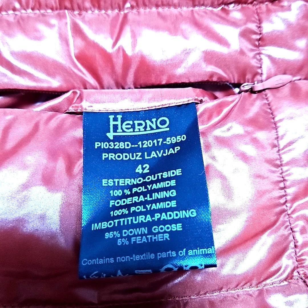 値下げしました HERNO フェザーダウンベスト ジャケット　レッドブラウン光沢