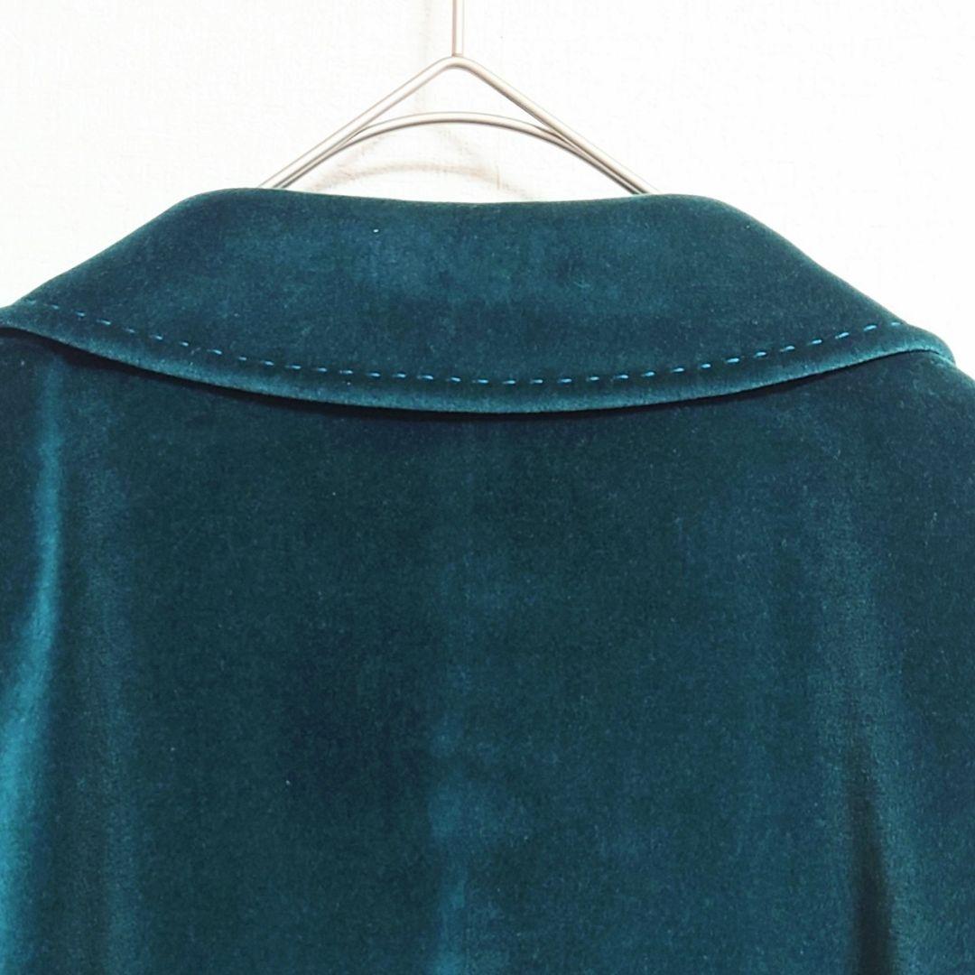 ★c エスカーダ テーラードジャケット ベロア 光沢 高級感 ESCADA 緑