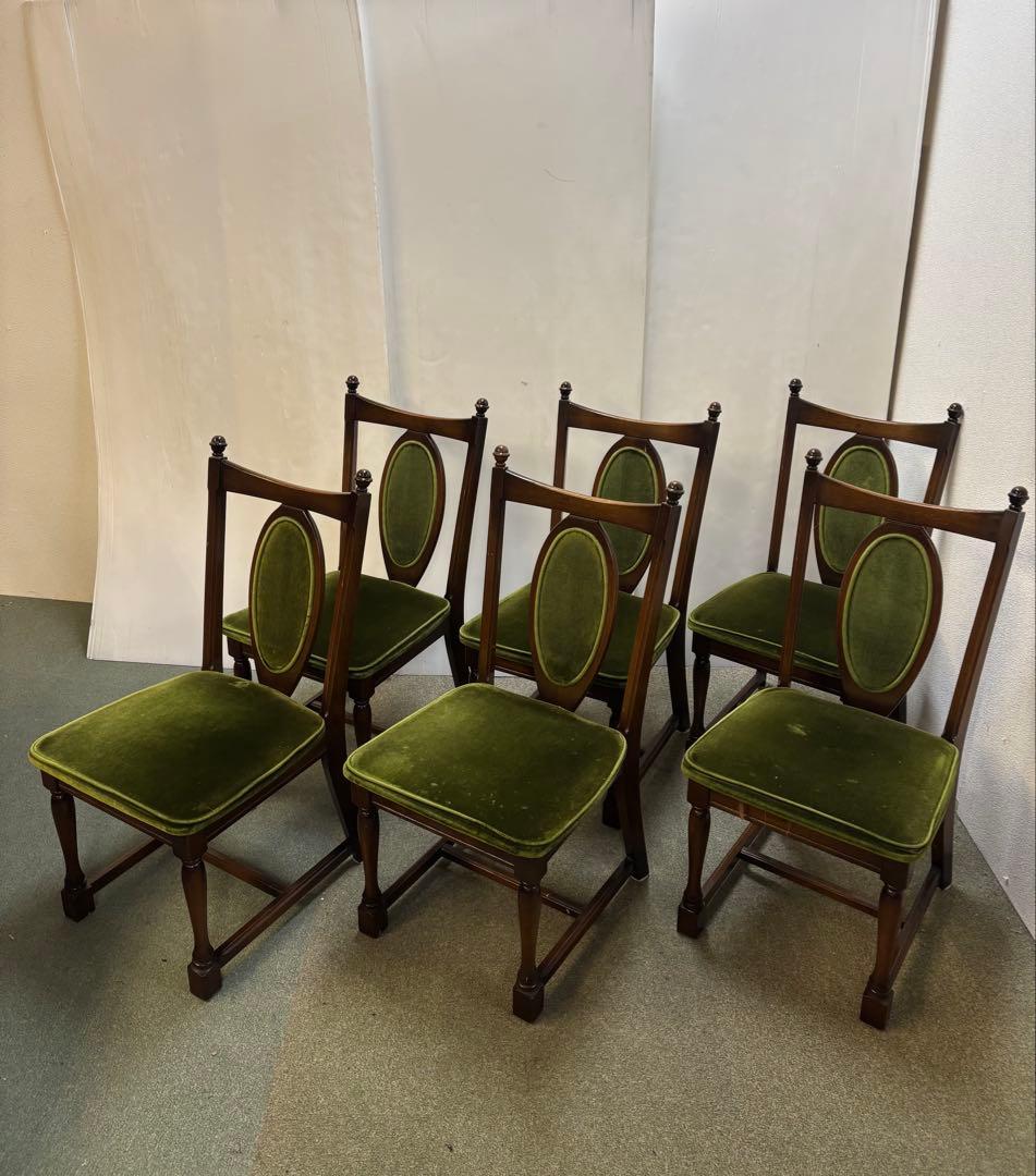 ① ヴィンテージチェア　ナガノインテリア　ベロアチェア　２脚セット