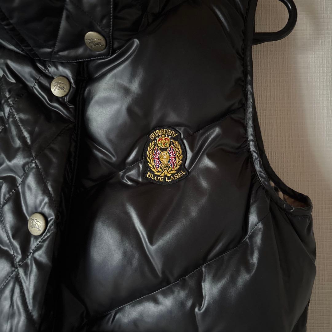 バーバリー　ダウンベスト　ノバチェック 38 エンブレム　ブラック　ベージュ