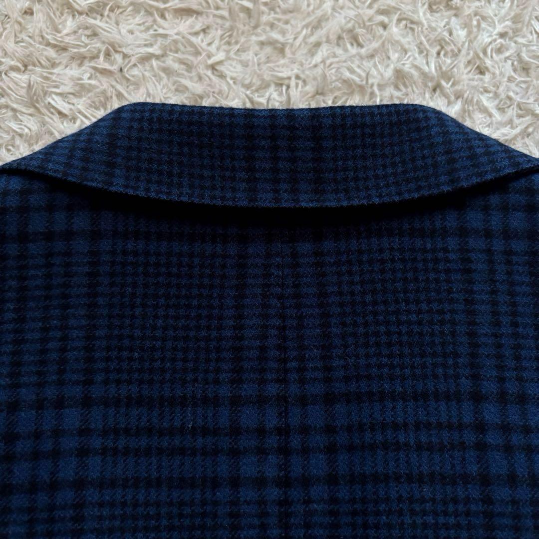 ★カシミヤ混 XL★ トゥモローランド ピルグリム ゼニア グレンチェック 青