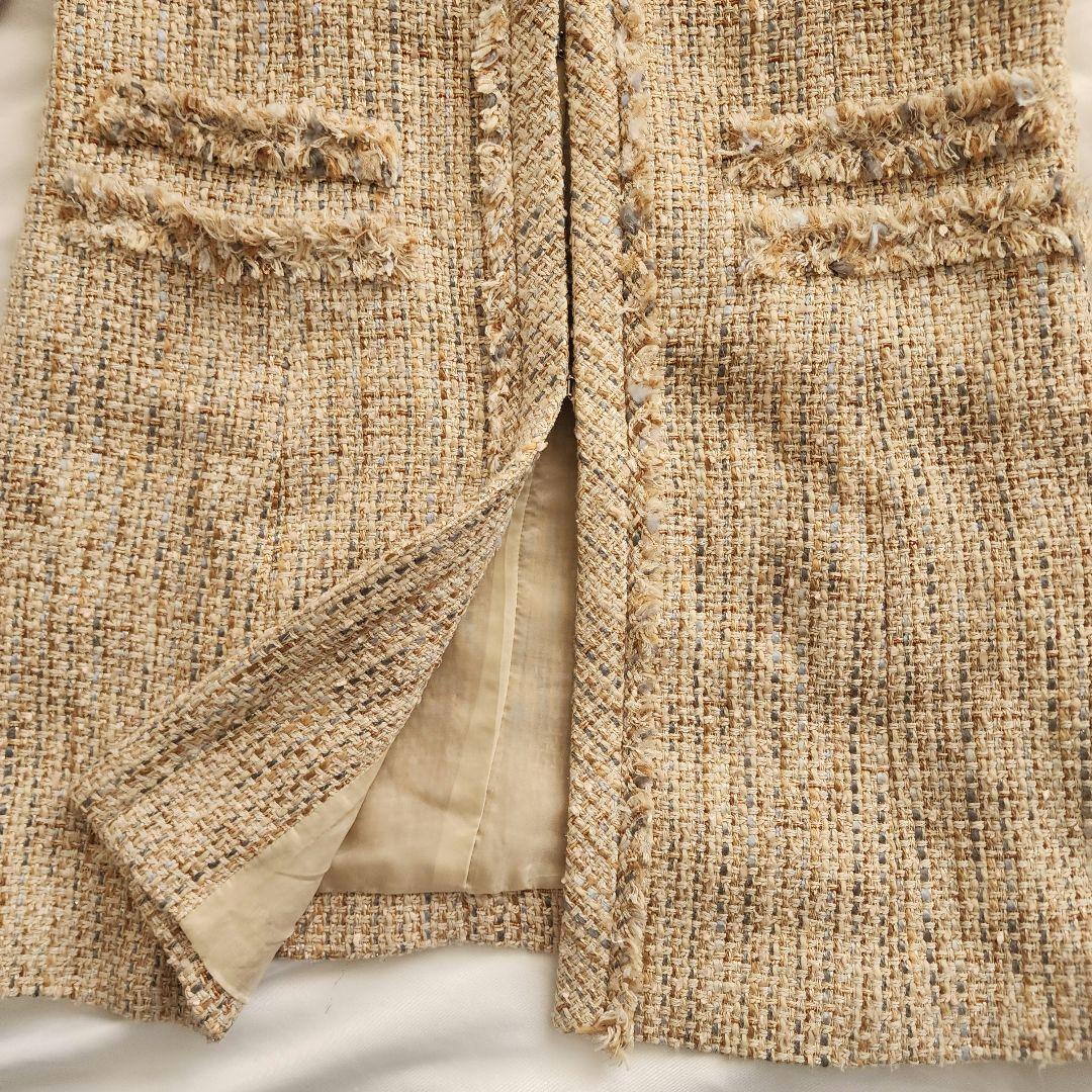 新品未使用　ANAYI　ノーカラージャケット　ツイード　シルク　アナイ38