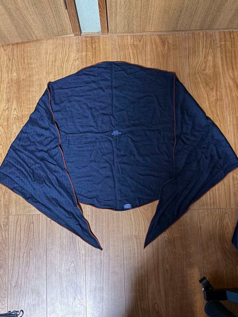 エルメス　ロザンジュ　菱形ストール　カシミヤ　シルク　ネイビー　カシシル