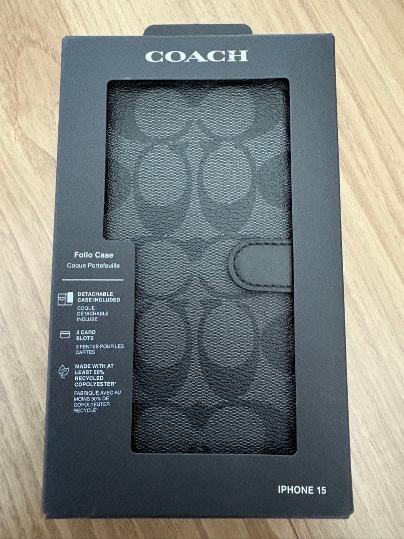 【新品】COACH iPhone 15 手帳型ケース　強化ガラス保護フィルム付き