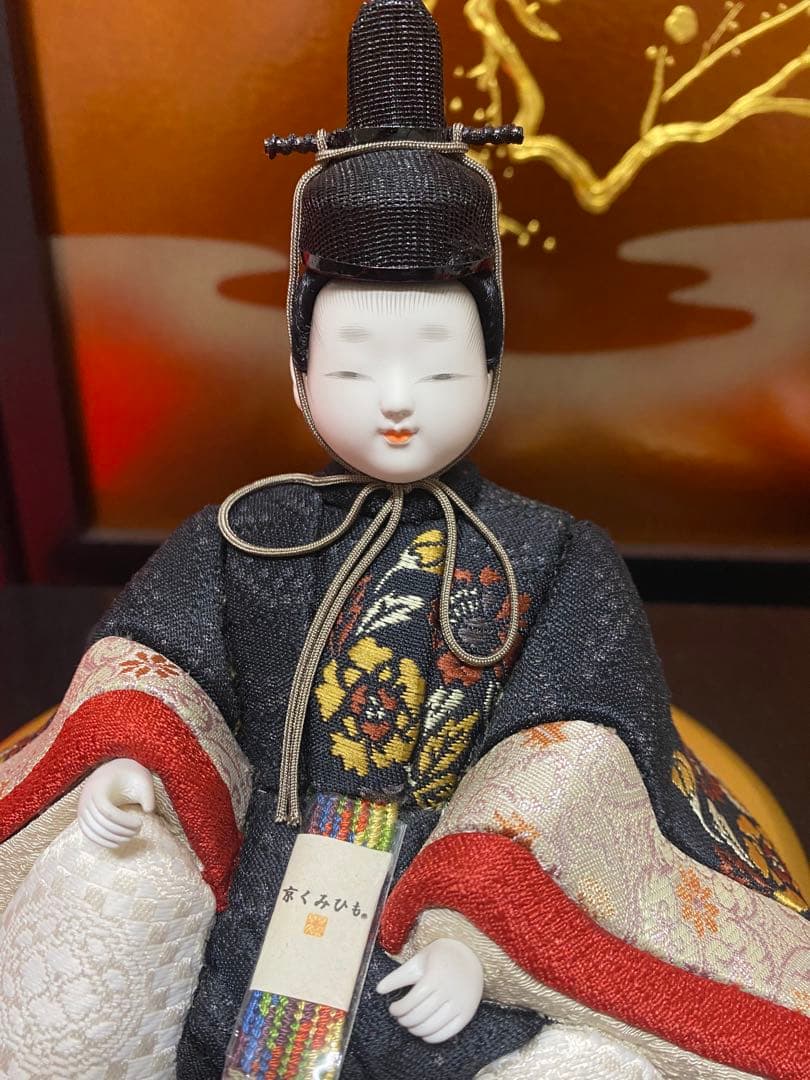雛人形　草園作　木目込人形　親王飾り・サイズ間口約４７×奥行約３５×高さ約３２㎝