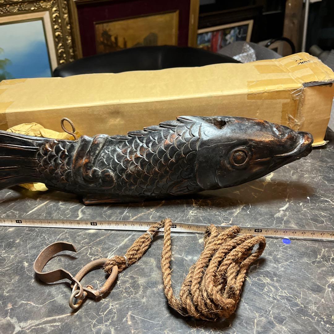 eyeknow74 自在鉤、鯉自在鉤、鯉横木、木彫り鯉、木魚、囲炉裏自在鉤