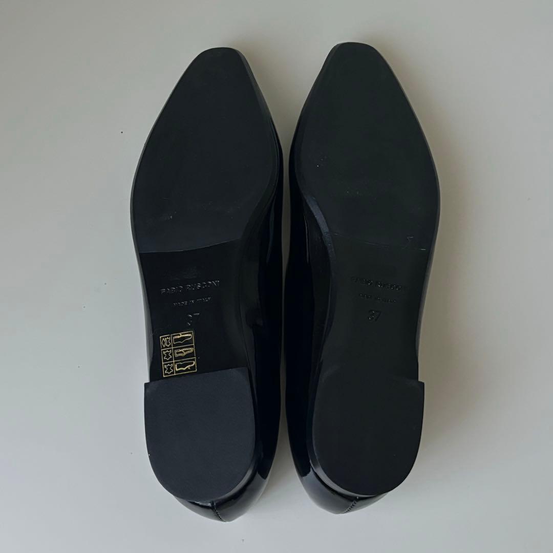 【新品未使用品】FABIO RUSCONI黒エナメルパンプスポインテッドトゥ37
