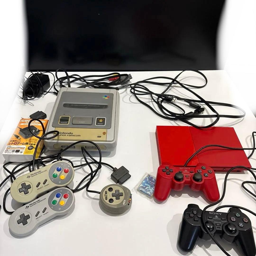 PS2 本体　シナバーレッド　SCPH90000 スーパーファミコン本体　セット