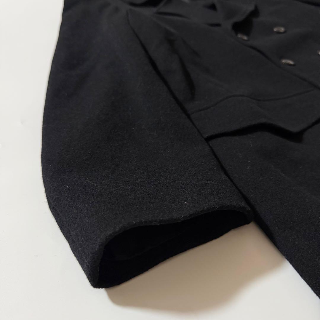 90s初期✨ヨウジヤマモト LQ ウールピーコート ブラック L ダブルブレスト