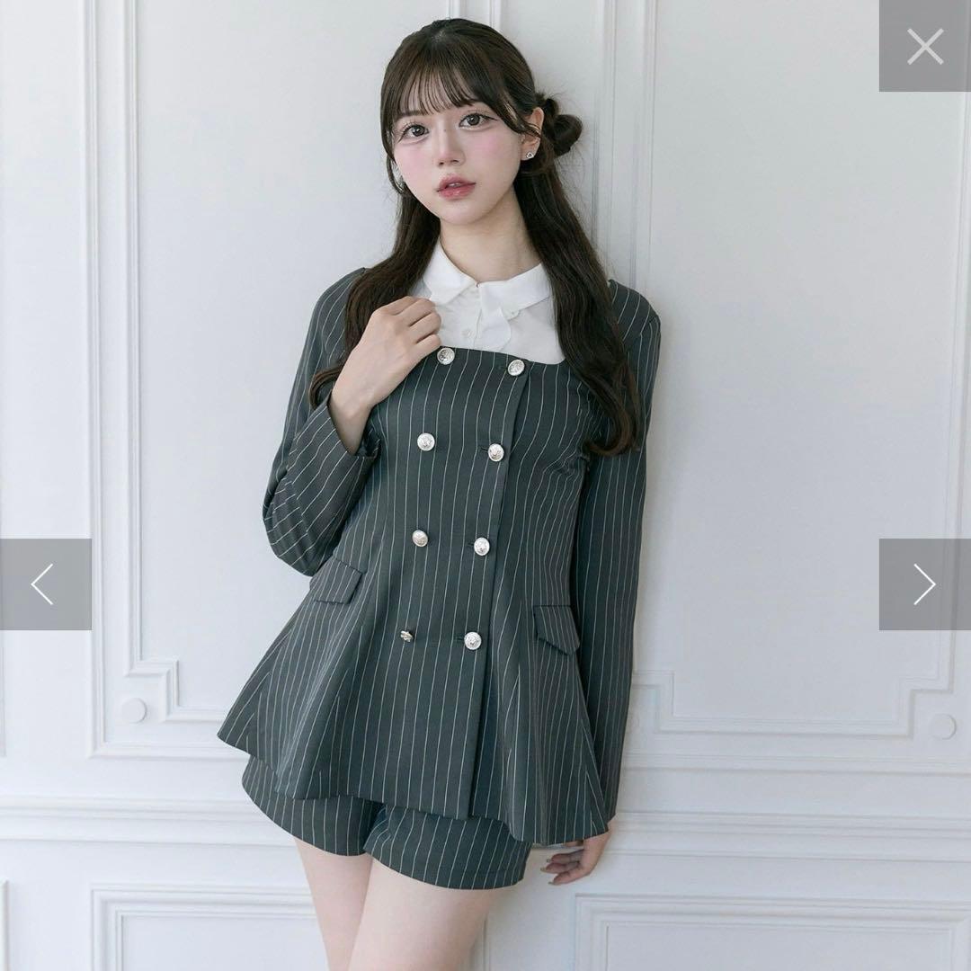 OLIVE des OLIVE クラシカルフリルカラージャケット グレー