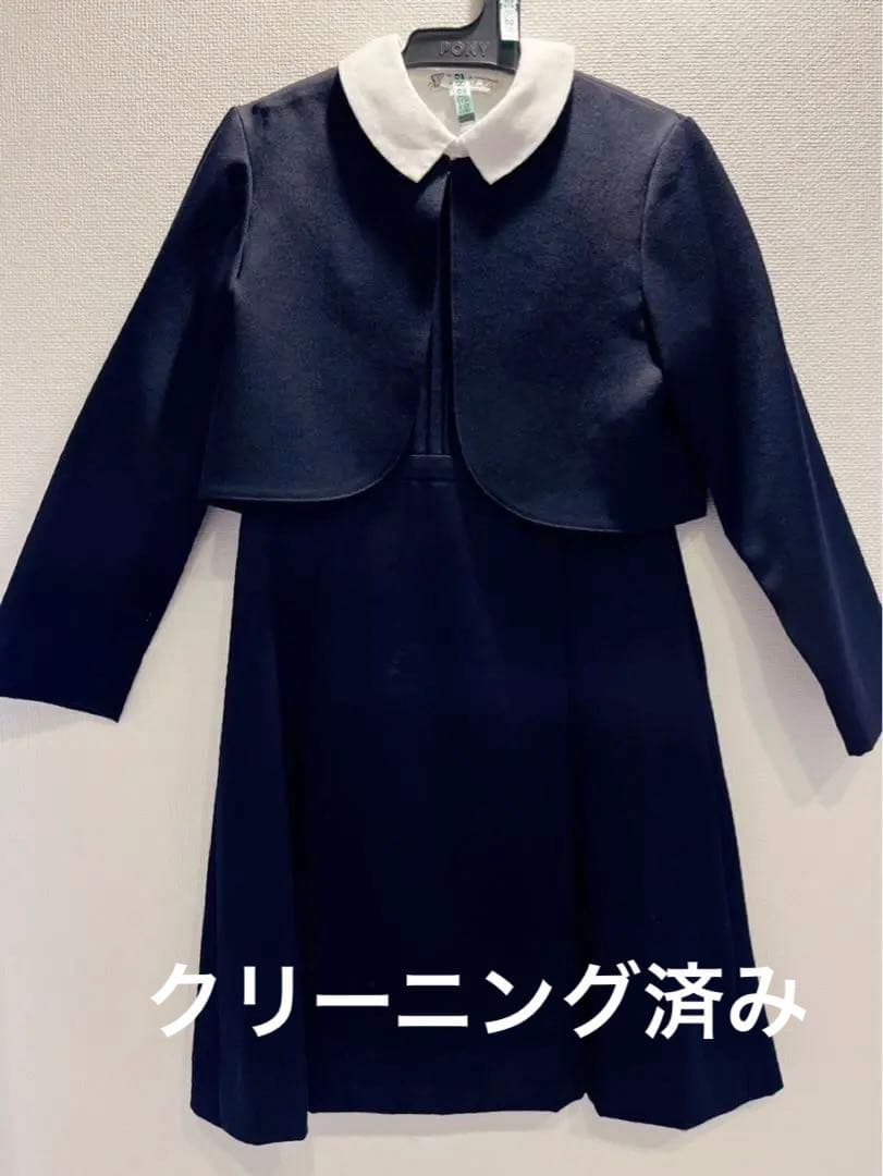 お受験用ノースリーブワンピース125とボレロ120+白シャツ+セーター付き