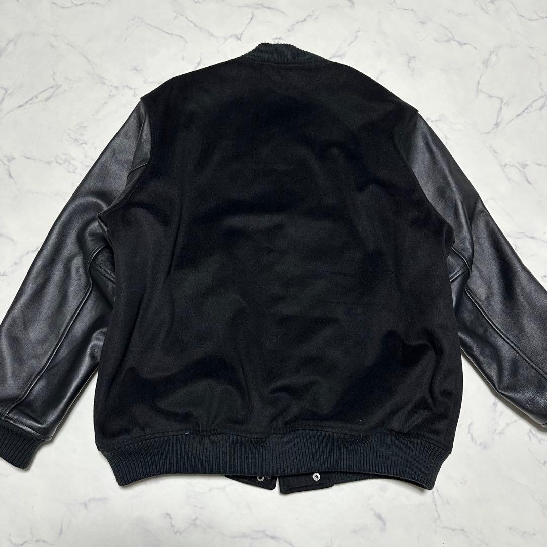 美品　アーバンリサーチ　袖レザー切り替えスタジャン　MA-1 ブラック　羊革　L