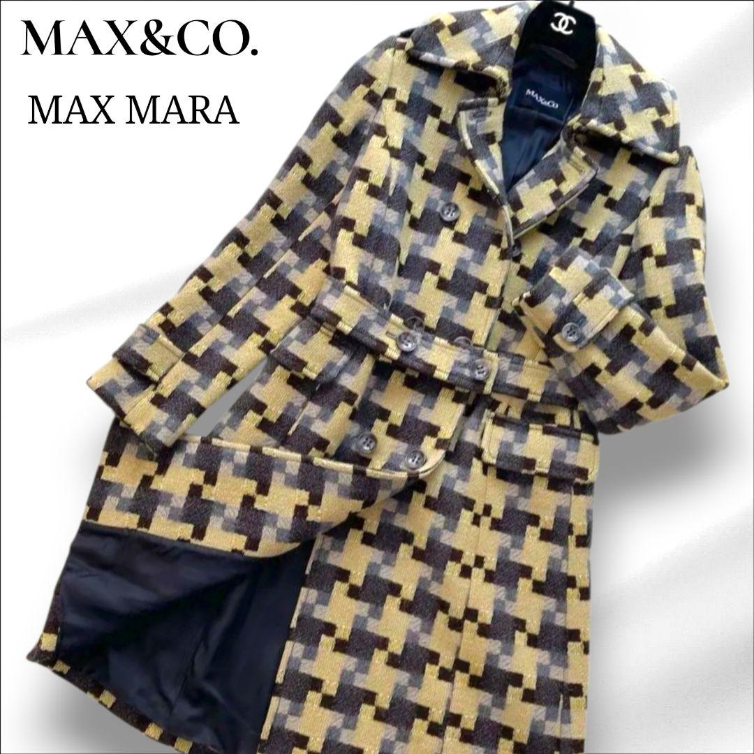 マックスマーラ MAX&CO ツイード ウールコート ベルテッド 38