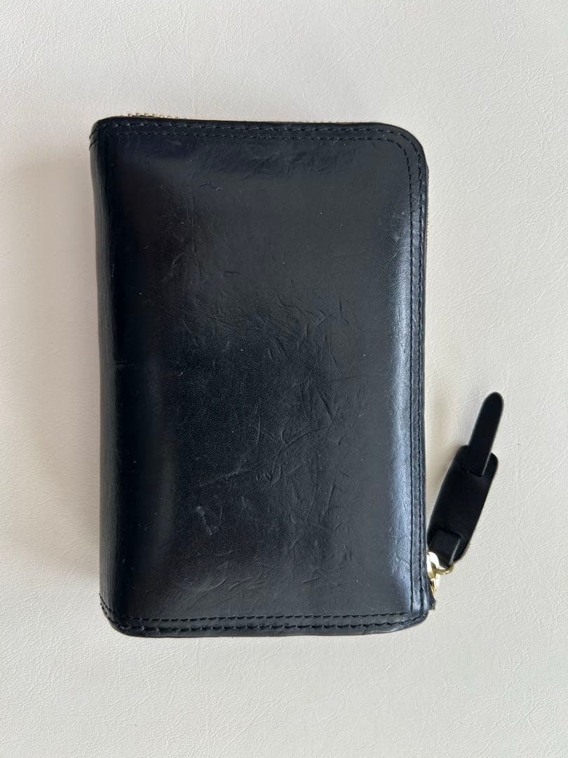 CORBOコルボ レザー 二つ折り財布 黒 チャック付き