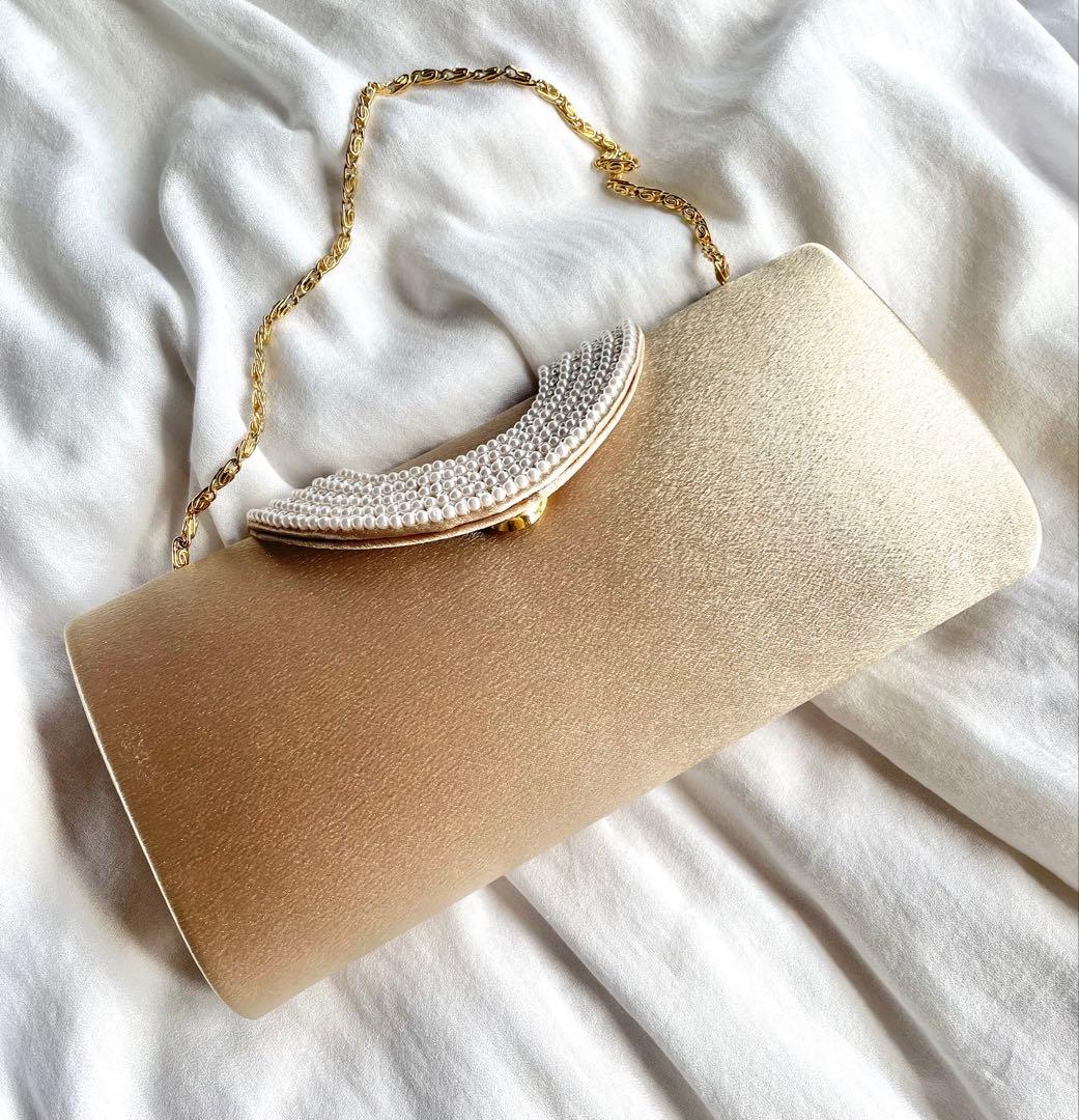 ◉一部金具以外美品◉ 東京ソワール 2wayベージュパーティーバッグ