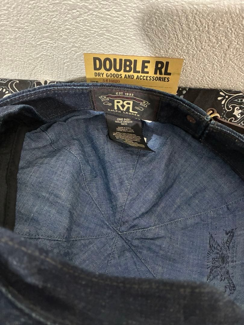 RRLデニムキャスケット ワークキャップ 革調整ベルト