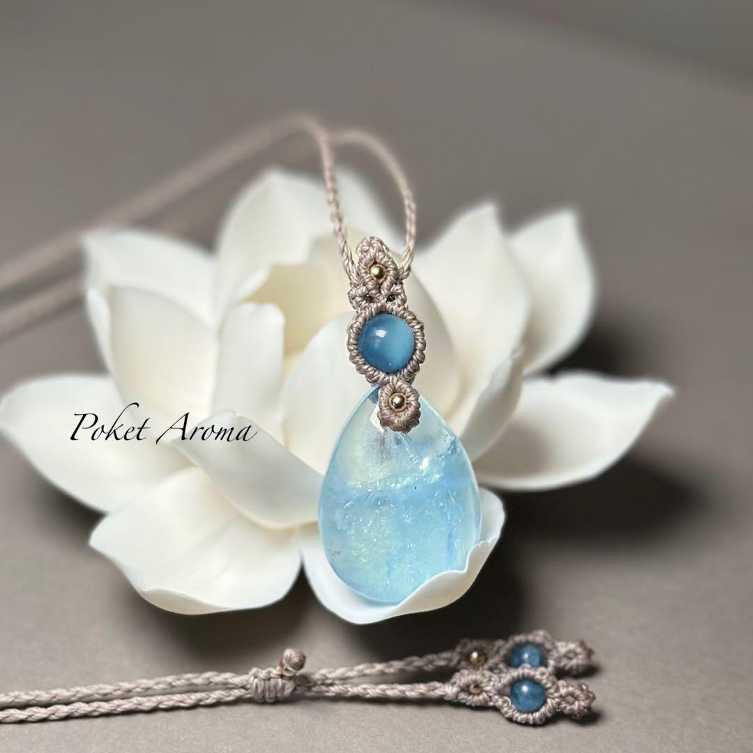 『水郷』アクアマリンのマクラメペンダントネックレス